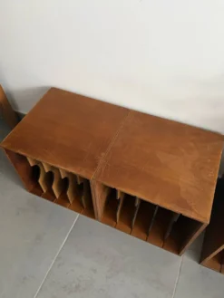 Lot de 4 caissons vinyles vintage en bois