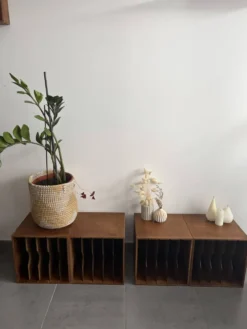 Lot de 4 caissons vinyles vintage en bois