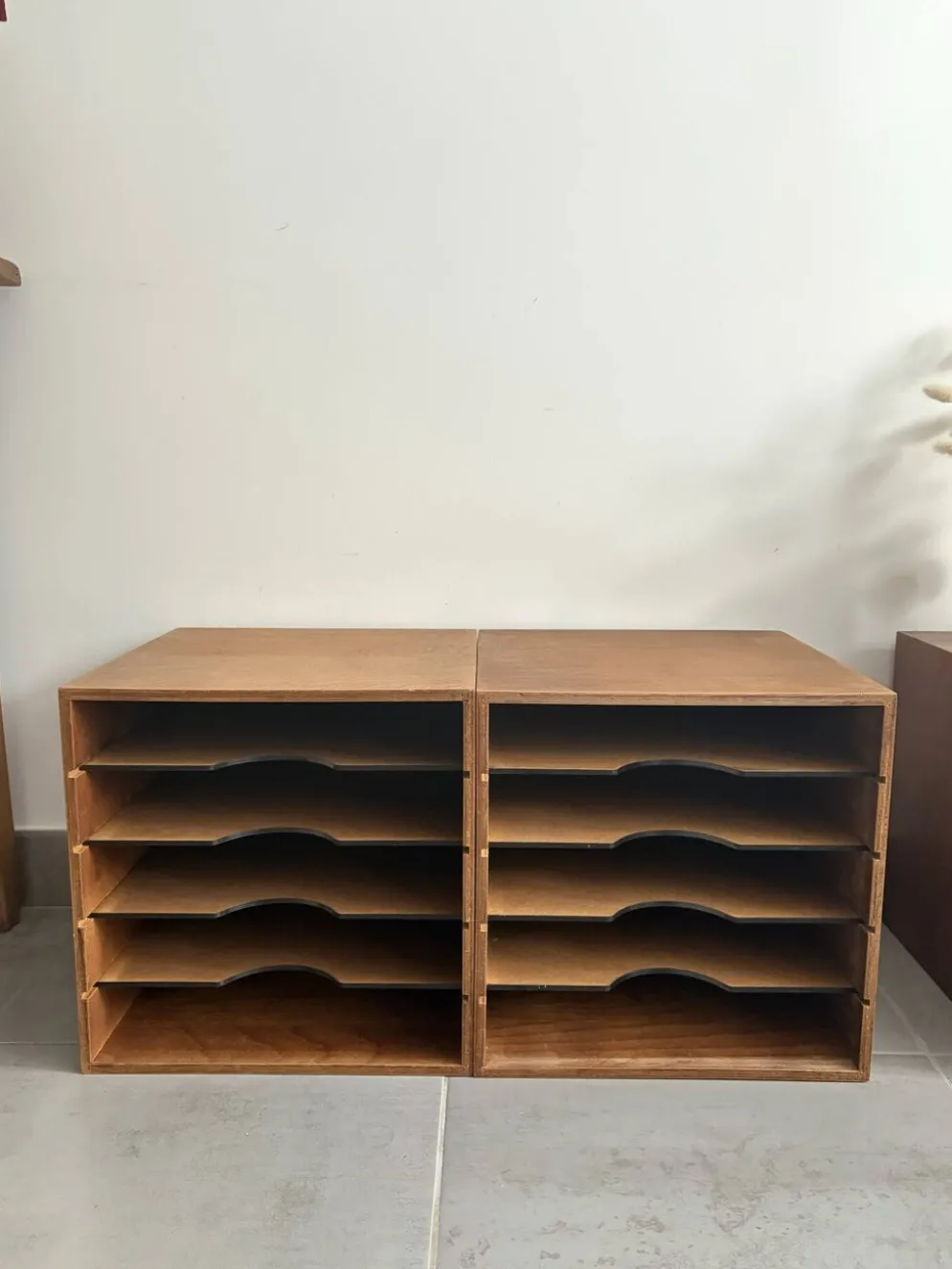 Lot de 4 caissons vinyles vintage en bois