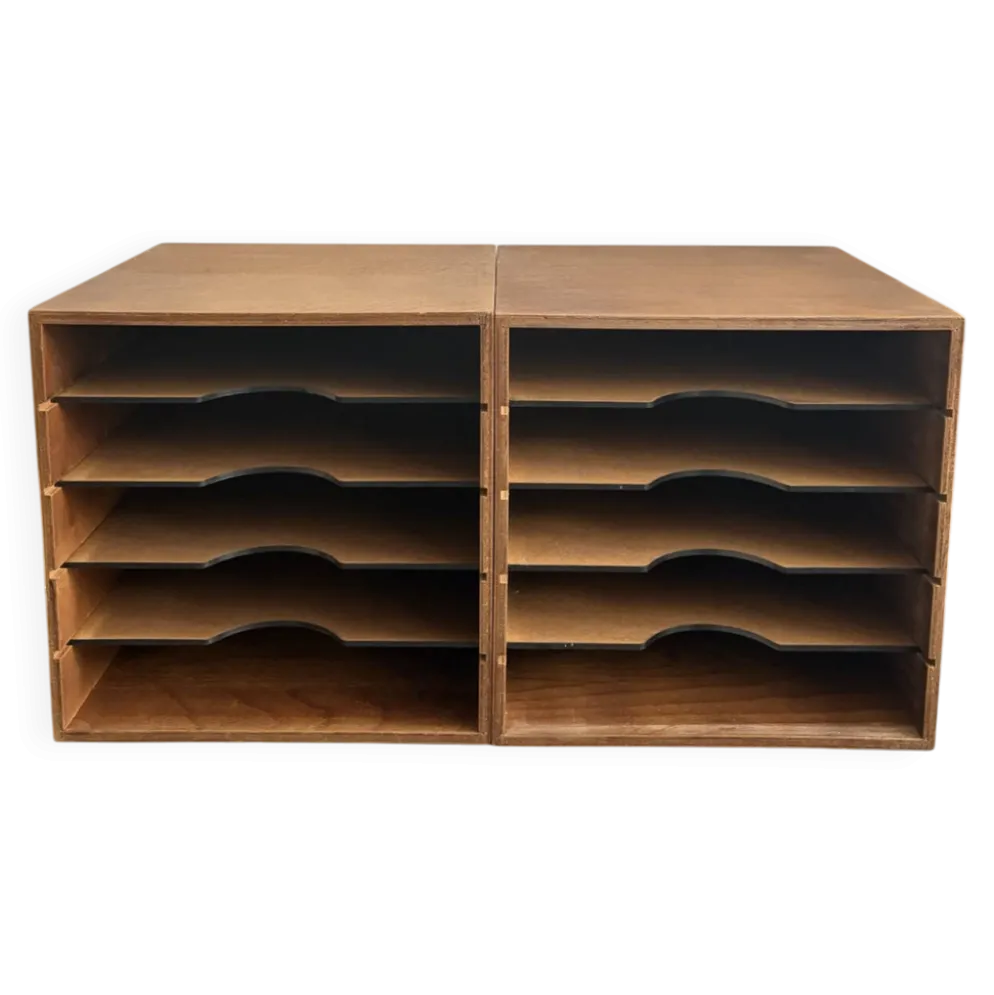 Lot de 4 caissons vinyles vintage en bois
