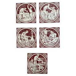 Lot de 5 carreaux John Moyr Smith 15×15 cm – pièces de collection