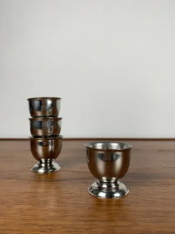 Lot de 4 coquetier en inox, 1970