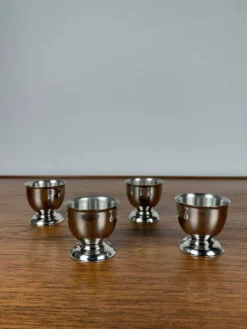 Lot de 4 coquetier en inox, 1970