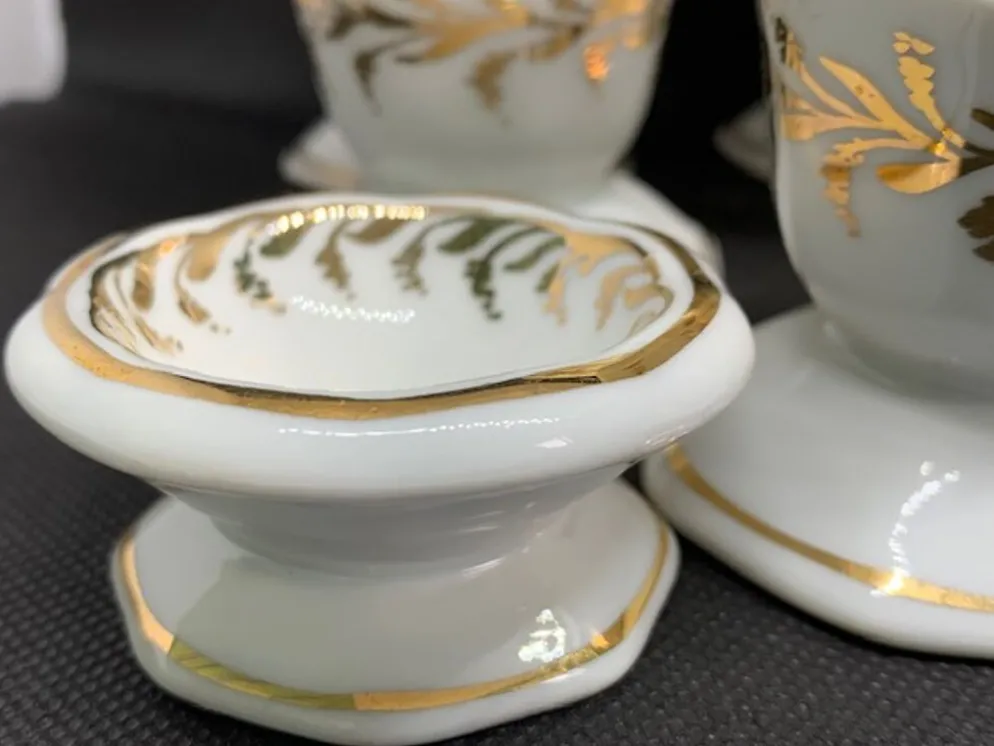 Lot de 6 coquetiers ancien Limoges décorés or main Faillet