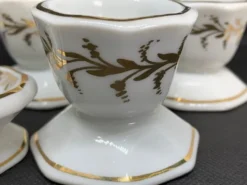 Lot de 6 coquetiers ancien Limoges décorés or main Faillet