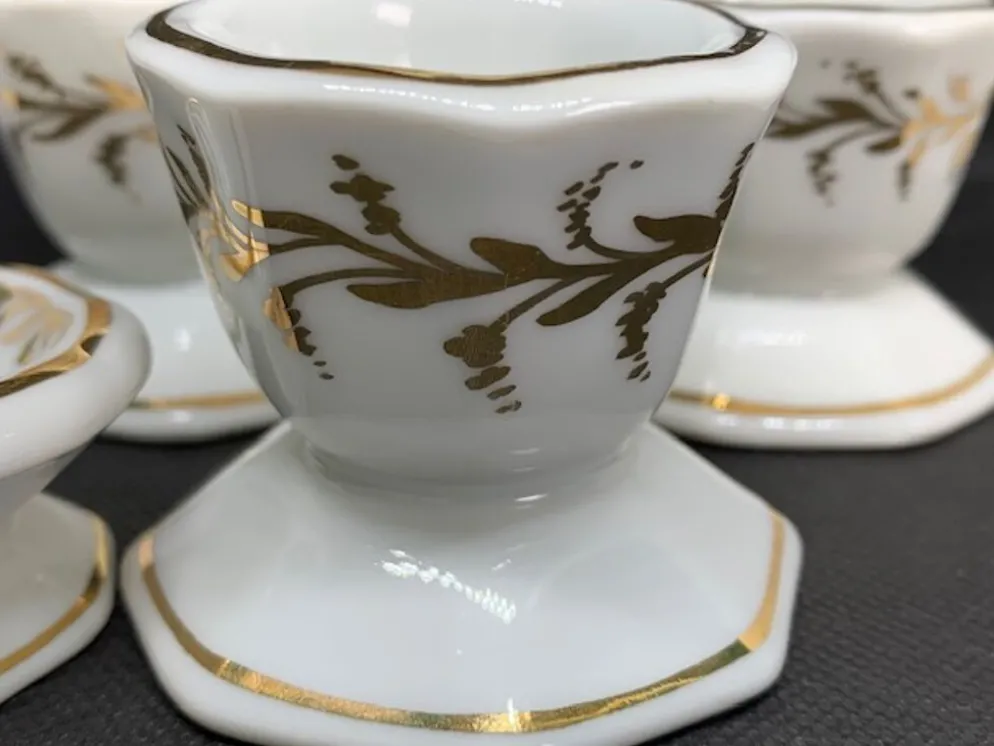 Lot de 6 coquetiers ancien Limoges décorés or main Faillet