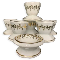 Lot de 6 coquetiers ancien Limoges décorés or main Faillet