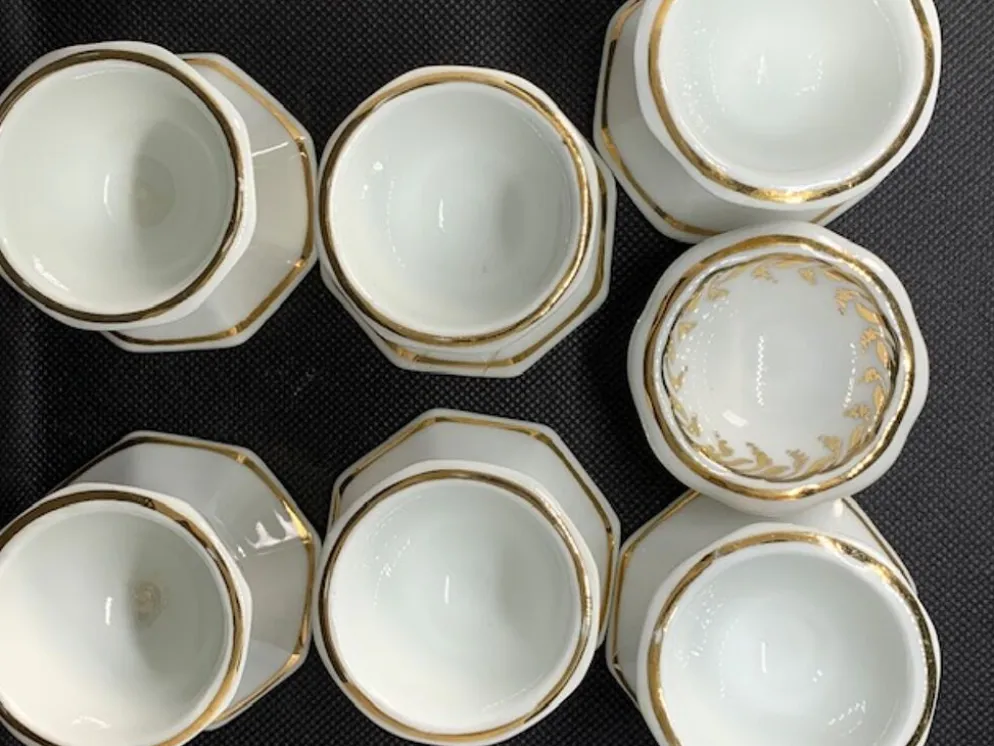 Lot de 6 coquetiers ancien Limoges décorés or main Faillet