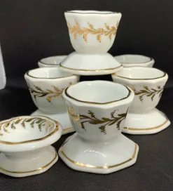 Lot de 6 coquetiers ancien Limoges décorés or main Faillet