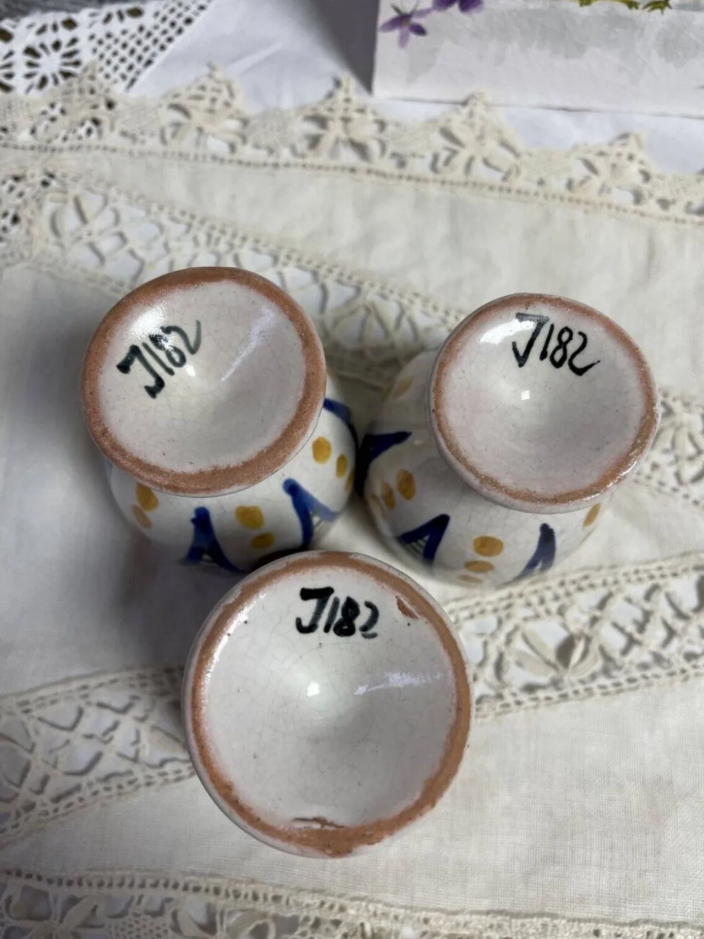 Lot de 3 coquetiers décor fait main J 182