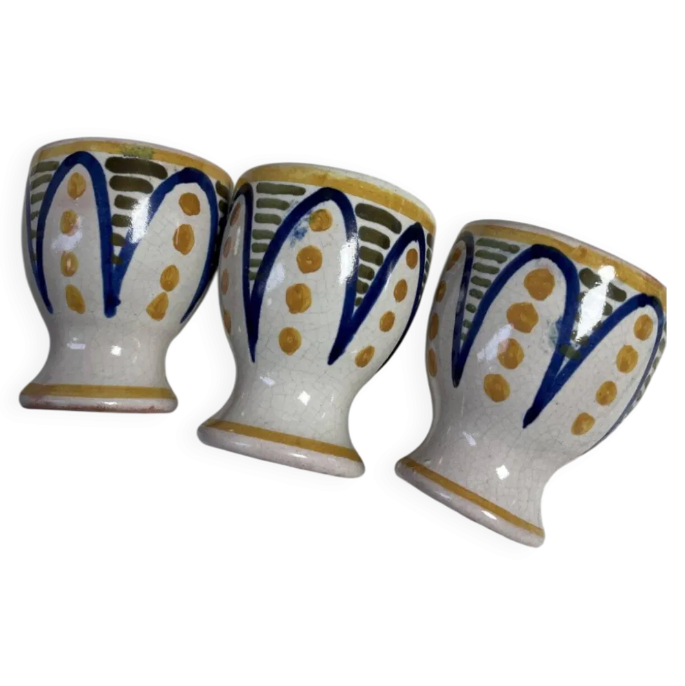 Lot de 3 coquetiers décor fait main J 182