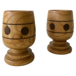 Lot de 2 coquetiers en bois