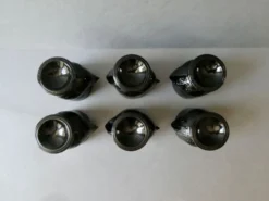 Lot de 6 coquetiers en verre opalin noir, France, années 70