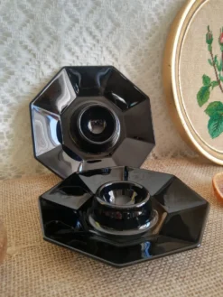 Lot de 2 coquetiers noirs octogonaux