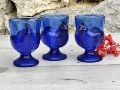 Lot de coquetiers poule en verre