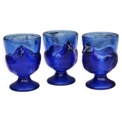 Lot de coquetiers poule en verre
