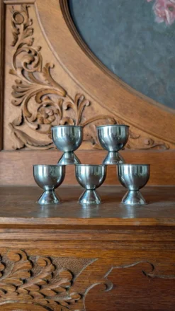 Lot de 5 coquetiers vintage en métal argenté