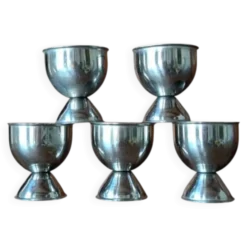 Lot de 5 coquetiers vintage en métal argenté