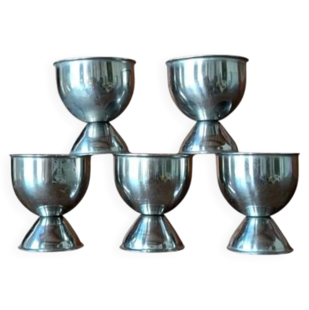 Lot de 5 coquetiers vintage en métal argenté