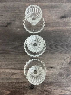 Lot de 3 Coquetiers Vintage en Verre Style Pointe de Diamant