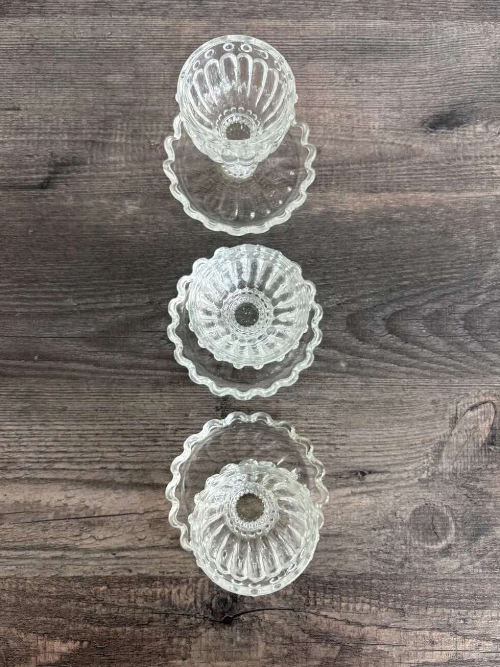 Lot de 3 Coquetiers Vintage en Verre Style Pointe de Diamant