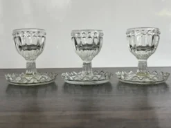 Lot de 3 Coquetiers Vintage en Verre Style Pointe de Diamant