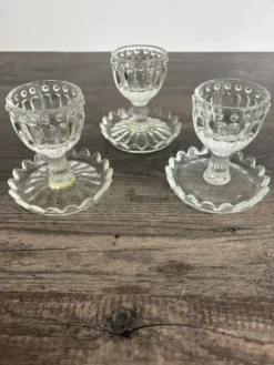 Lot de 3 Coquetiers Vintage en Verre Style Pointe de Diamant
