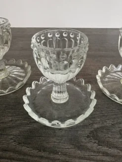Lot de 3 Coquetiers Vintage en Verre Style Pointe de Diamant