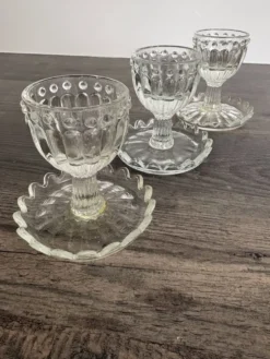Lot de 3 Coquetiers Vintage en Verre Style Pointe de Diamant