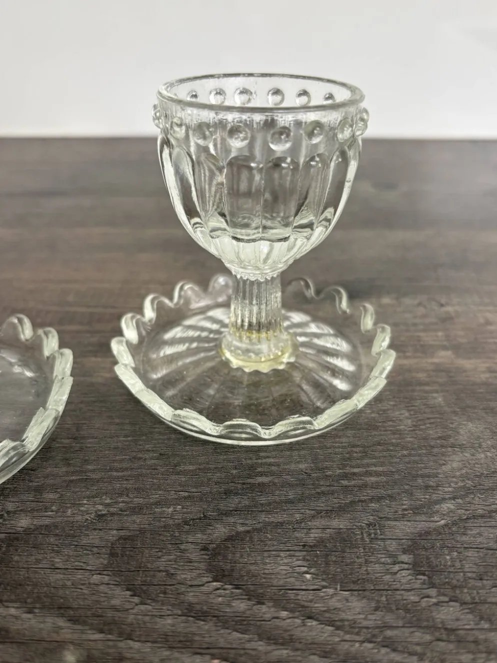 Lot de 3 Coquetiers Vintage en Verre Style Pointe de Diamant
