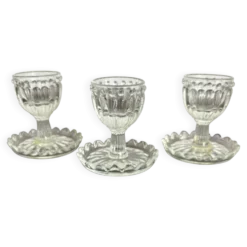 Lot de 3 Coquetiers Vintage en Verre Style Pointe de Diamant