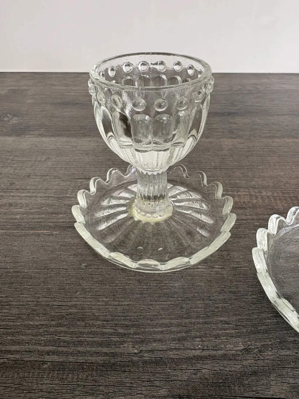 Lot de 3 Coquetiers Vintage en Verre Style Pointe de Diamant