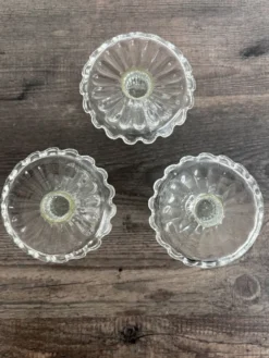 Lot de 3 Coquetiers Vintage en Verre Style Pointe de Diamant