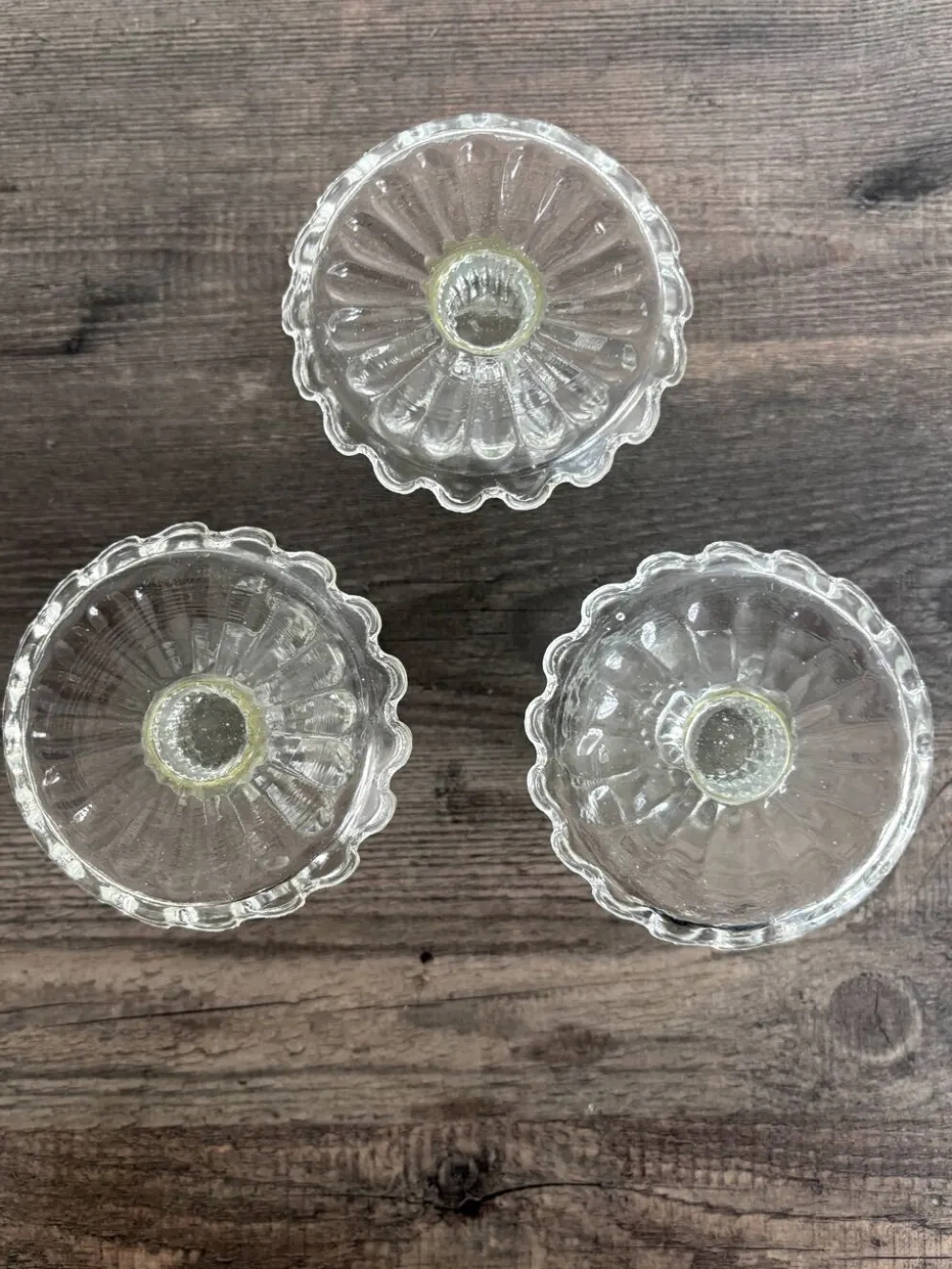 Lot de 3 Coquetiers Vintage en Verre Style Pointe de Diamant