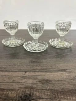 Lot de 3 Coquetiers Vintage en Verre Style Pointe de Diamant