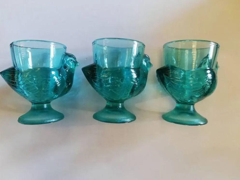 Lot de 3 coquetiers vintage en verre