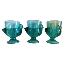 Lot de 3 coquetiers vintage en verre