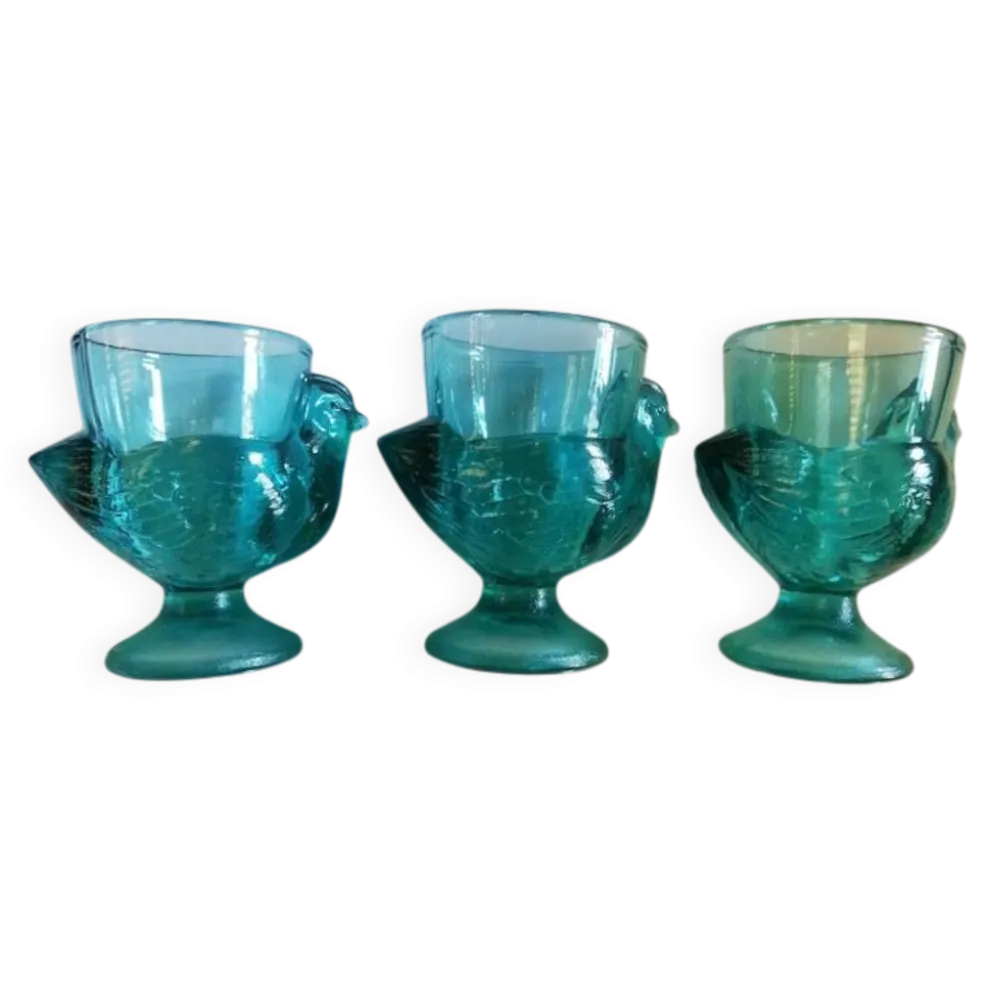 Lot de 3 coquetiers vintage en verre