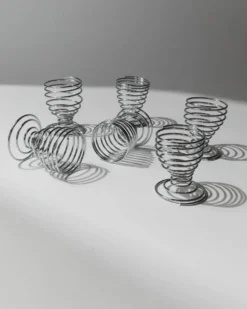 Lot de 6 coquetiers vintage - spirale en métal chromé, design Space Age intemporel, Italie années 1970 - idée cadeau, décoration de table rétro et élégante