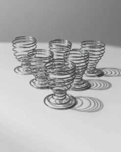 Lot de 6 coquetiers vintage - spirale en métal chromé, design Space Age intemporel, Italie années 1970 - idée cadeau, décoration de table rétro et élégante