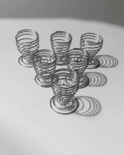 Lot de 6 coquetiers vintage - spirale en métal chromé, design Space Age intemporel, Italie années 1970 - idée cadeau, décoration de table rétro et élégante