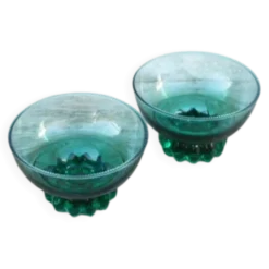 Lot de 2 coupelles en cristal vert foncé