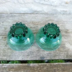 Lot de 2 coupelles en cristal vert foncé