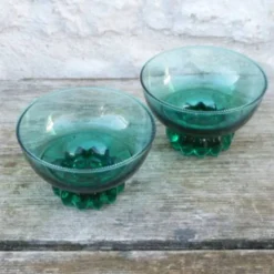 Lot de 2 coupelles en cristal vert foncé