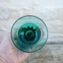 Lot de 2 coupelles en cristal vert foncé