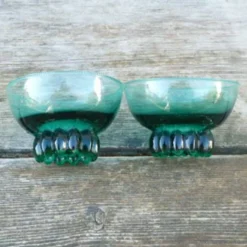 Lot de 2 coupelles en cristal vert foncé