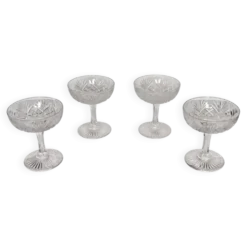 Lot de 4 coupes à champagne en cristal de Saint-Louis | Modèle Gavarni