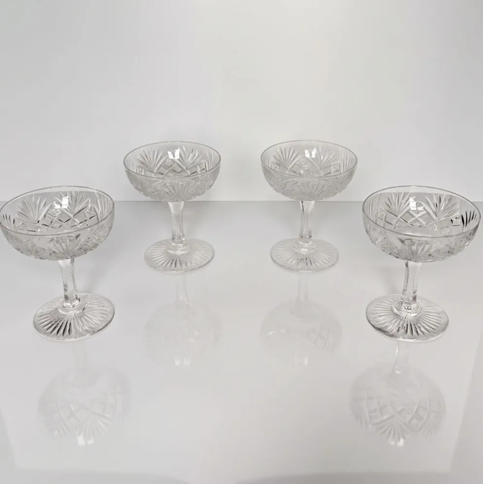 Lot de 4 coupes à champagne en cristal de Saint-Louis | Modèle Gavarni
