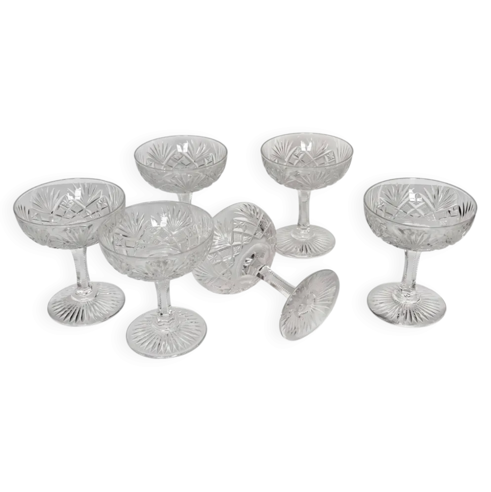 Lot de 6 coupes à champagne en cristal de Saint-Louis | Modèle Gavarni