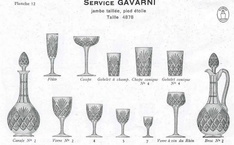 Lot de 6 coupes à champagne en cristal de Saint-Louis | Modèle Gavarni